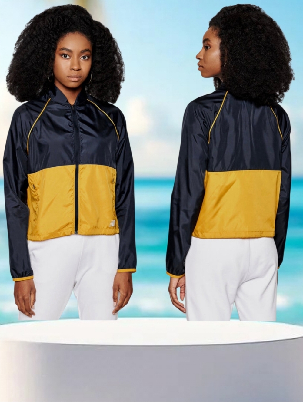 New 💛💙 New Balance Women's Navy & Yellow Velocity Running Windbreaker Jacket
